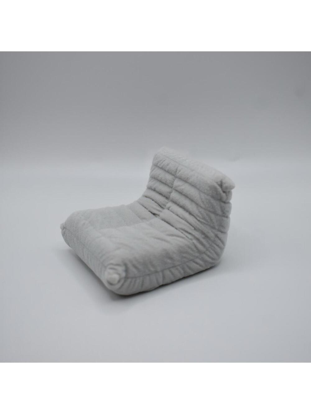 1:12 Scale Mini Togo-Style Flocked Chair- Dollhouse Modern Chair, Gray